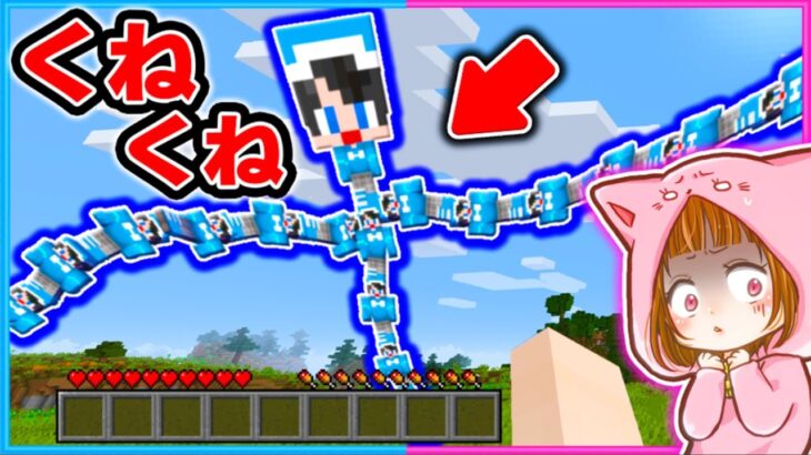 「くねくね」になったちろるとサバイバルするマインクラフト💨【 マイクラ / まいくら 】