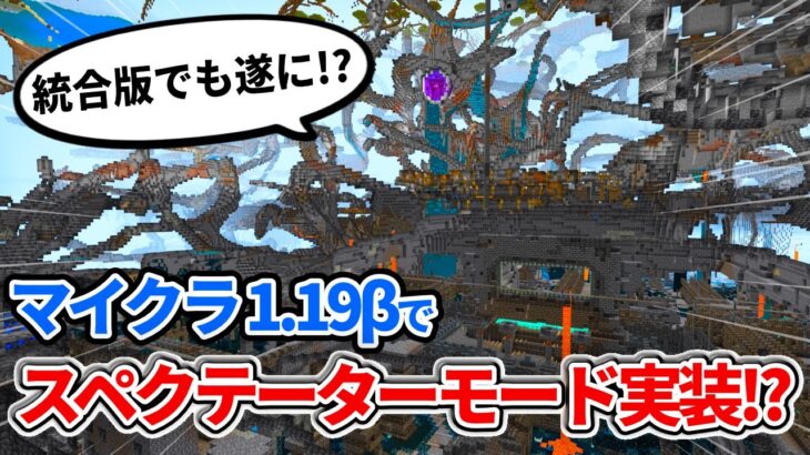 1.19β【マイクラ統合版】遂に！？統合版でもスペクテーターモードが実装！？【PE/Xbox/Win10】Previe1.19.0.21