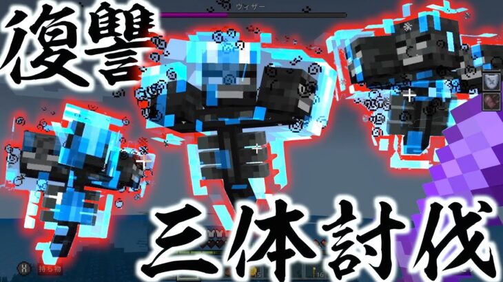【マイクラ】ウィザー×3体!!最強装備で連続討伐！！生きるか死ぬか… #50