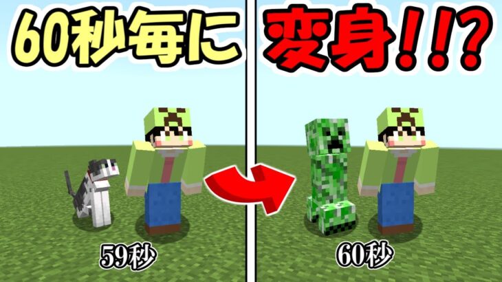 【マインクラフト】60秒毎に全てのモブが変身する世界が面白すぎた！！【マイクラ】【面白データパック】