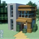 【マインクラフト】仮拠点にも！石と木材で作るモダンハウスの作り方【マイクラ建築講座】How to build Stone and Wood Modern House.
