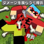 【マイクラ】ダメージを食らうと骨が折れてしまう世界でサバイバルしたら難しすぎたｗ