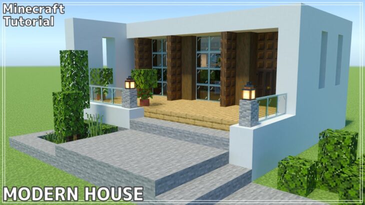 【マインクラフト】白のコンクリートを使ったおしゃれなモダンハウスの作り方【マイクラ建築】How to build MODERN HOUSE.