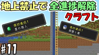 【マインクラフト】#11 地上禁止で全進捗解除クラフト　～星の商人、洞窟と崖チャレンジ～【マイクラ】