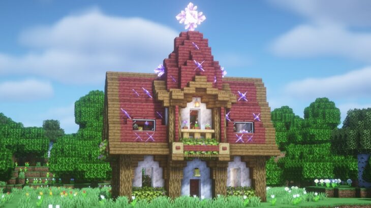 【マインクラフト】アメジストと赤い屋根の可愛いファンタジーハウスの作り方【Minecraft】How to Build a 【マイクラ建築】