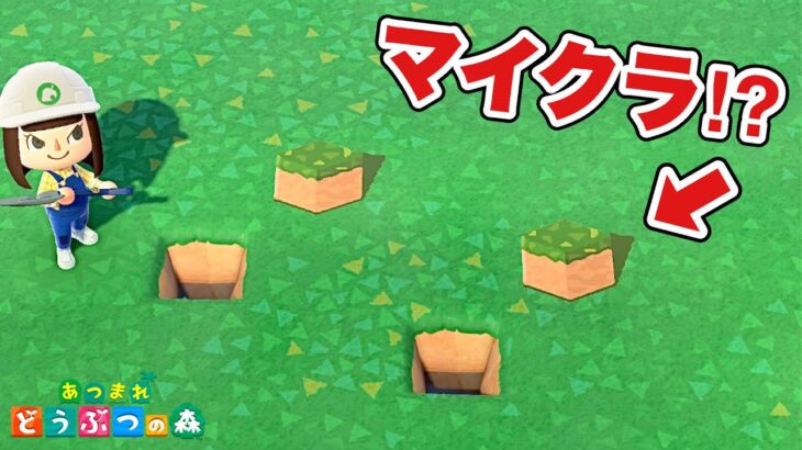 【あつ森】マイクラのブロック！？四角い土が掘れちゃった！？【あつまれどうぶつの森】