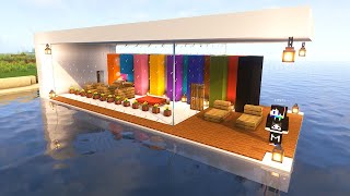 簡単【マインクラフト建築】カラフルな水上モダンハウスの作り方Minecraftチュートリアル　マイクラ建築　可愛い・キレイな家の作り方