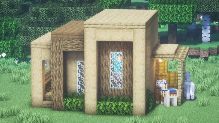 【マインクラフト】オーク(樫)の木で作るモダンハウスの作り方【Minecraft】How to Build a Modern oak house【マイクラ建築】