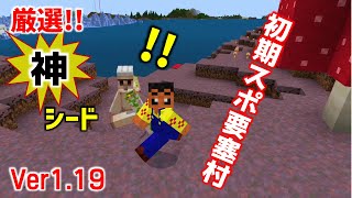 【マイクラ神シード】衝撃！激レアの初期スポ要塞村！そしてVer1.19新要素満載！ゴーちゃんとの約束も果たします！初心者も楽しめるよ！(011)【統合版1.19.11】