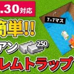 1.19.30【マイクラ統合版】鉄毎時250個！超簡単なアイアンゴーレムトラップの作り方【PE/PS4/Switch/Xbox/Win10】ver1.19