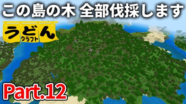 【マイクラ実況】木が欲しかったので島を丸ごと伐採したら原木〇万個も集まりました【うどんクラフト】#12