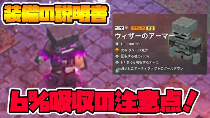 装備の説明書。ウィザーのアーマーの使い方&お勧めエンチャント！【マイクラダンジョンズ】【naotin】