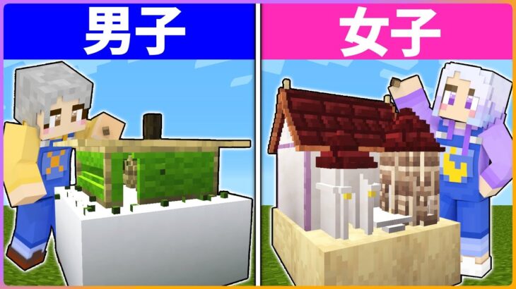 男子と女子がつくる『ミニチュア建築』すごいのはどっち！？【マイクラ/まいくら/Minecraft】