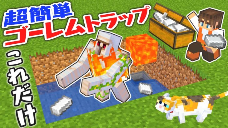 超簡単に作れちゃうアイアンゴーレムトラップ!?鉄を無限にゲットしよう!!海でマイクラ実況Part80【マインクラフト】