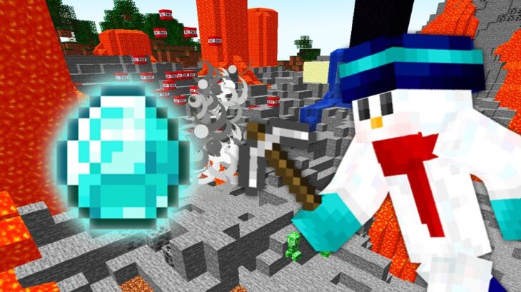 【マイクラ】カオスすぎる世界でダイヤ探し対決！