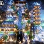 【マイクラ建築】10人で温泉宿と五重塔がある、洞窟温泉街を作る。【マイクラ実況】#17