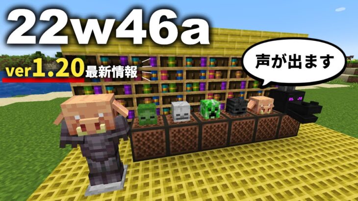 22w46a【マイクラ】新アプデで敵mobの頭から声が聞こえるようになりました【Java】ver1.20