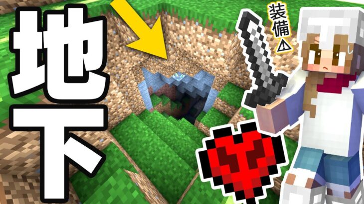 ハードコアで初めて地下探索！繁茂した洞窟でダイヤ発見💎！？【マイクラ マインクラフト Minecraft】