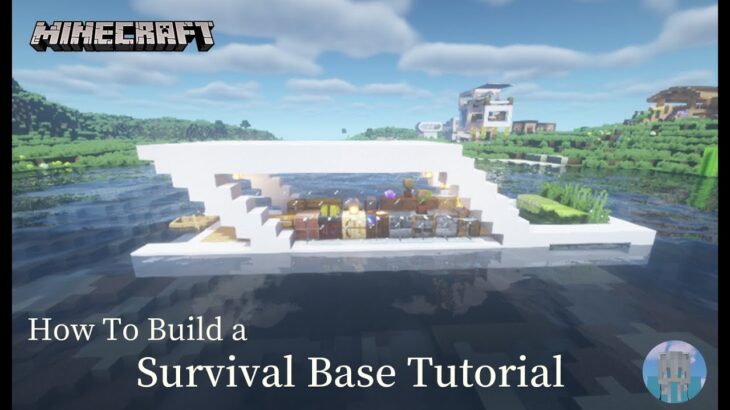 Minecraft 建築：水上現代生存基地！│How to build a survival base tutorial【秘密himitsu】│마인크래프트 건축│マイクラ建築│【生存小屋】#28