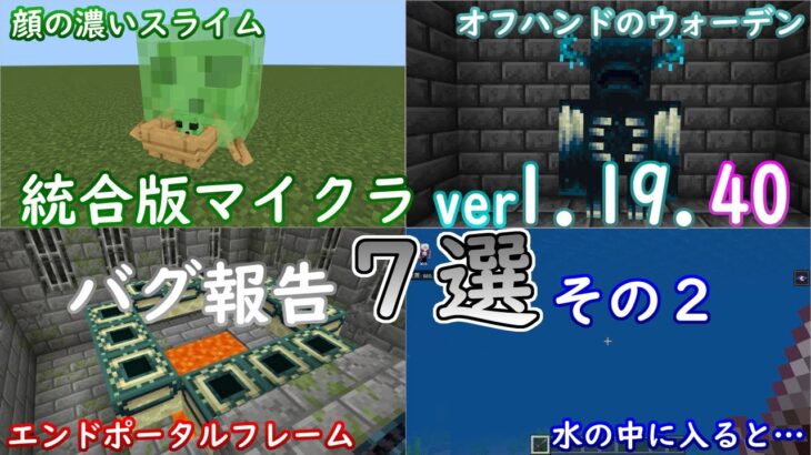 【統合版マイクラ】Ver1.19.40 マイクラのバグ7選～その2～ 統合版マインクラフト・バグ報告会【Switch/Win10/PE/PS4/Xbox】