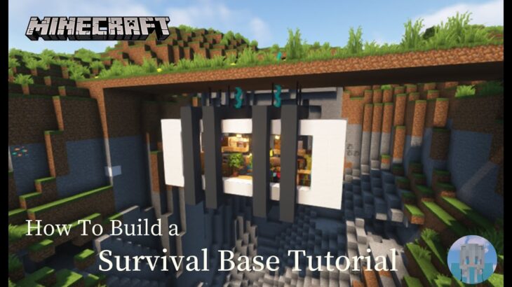 Minecraft 建築：掛在空中的生存基地！│How to build a survival base tutorial【秘密himitsu】마인크래프트 건축│マイクラ建築│【生存小屋】#34