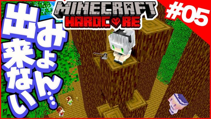 【マイクラ100日ハードコア生活】強敵登場で大苦戦！ぽこにゃんワンブロックの世界で仲良く100日ハードコア生活【Minecraft 100days】#05