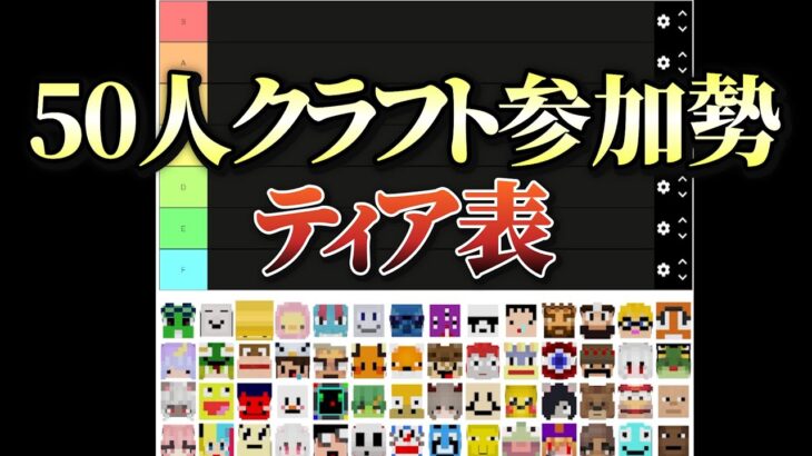 50人クラフト参加勢ティア表つくってみた – マインクラフト【KUN】