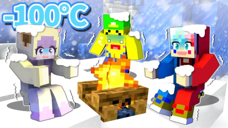 -100℃の寒すぎる世界で本気で生き延びるマインクラフト🥶❄️【マイクラ Minecraft】ぽっぴんず