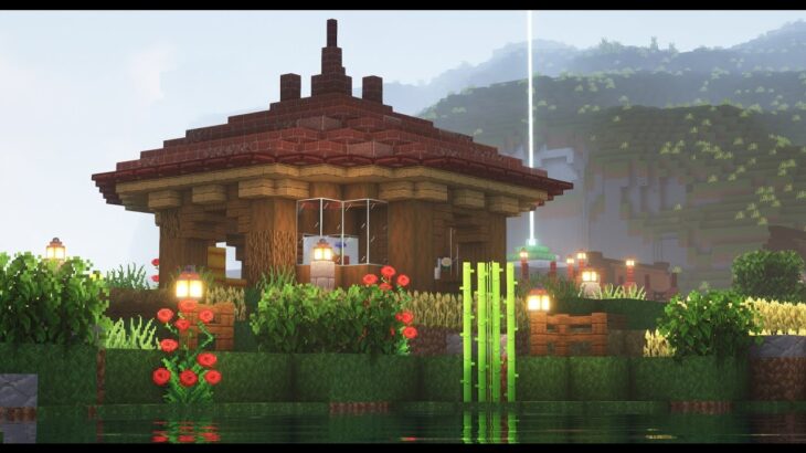 【Minecraft】赤い屋根の農作業場　マインクラフト建築