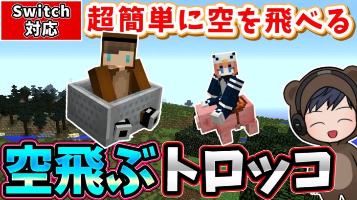 【マイクラ】コマンドで簡単に作れる空飛ぶトロッコ