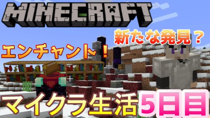 ネザーゲートも見つけ、エンチャントテーブルも作り充実なマイクラ5日目！　Part05　【Minecraft(マインクラフト)】(配信切り抜き)