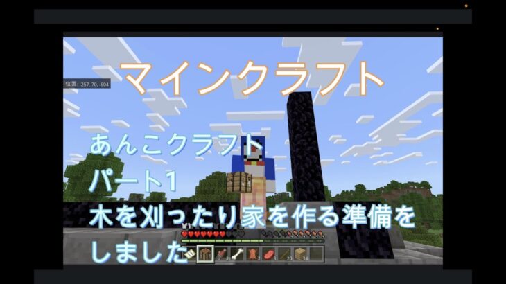 #minecraft あんこクラフトパート1木を刈ったり家を作る準備をしました