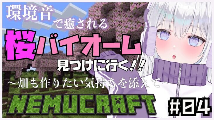 【#マイクラ】桜バイオームを探すぞ！0から始めるマインクラフト♡雨音と焚火の音で癒されながら。。。寝落ちにどうぞ♡#04【Vtuber/山鼠ネム】survival #minecraft