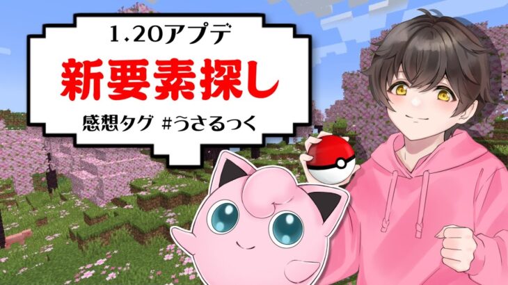 【マイクラ】1.20アプデで追加された新要素『桜の木』を探すよ【うさごん】