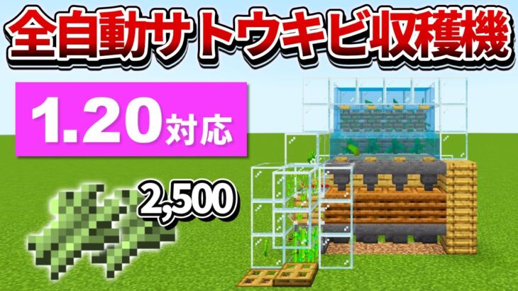 1.20対応【マイクラ統合版】毎時2,500個！全自動サトウキビ＆竹収穫機の作り方【PE/PS4/Switch/Xbox/Win10】ver1.20