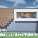 Minecraft 建築：鑲在岩石中的生存基地！│How to build a survival base tutorial【秘密himitsu】마인크래프트 건축│マイクラ建築│【生存小屋】#58