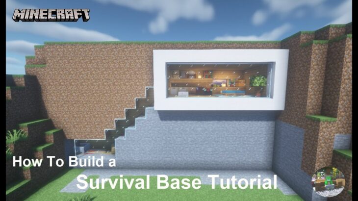 Minecraft 建築：鑲在岩石中的生存基地！│How to build a survival base tutorial【秘密himitsu】마인크래프트 건축│マイクラ建築│【生存小屋】#58