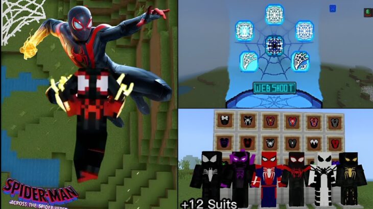 New Spider man Addon/Mod For Minecraft PE | 12+ Suits #xm7mdx