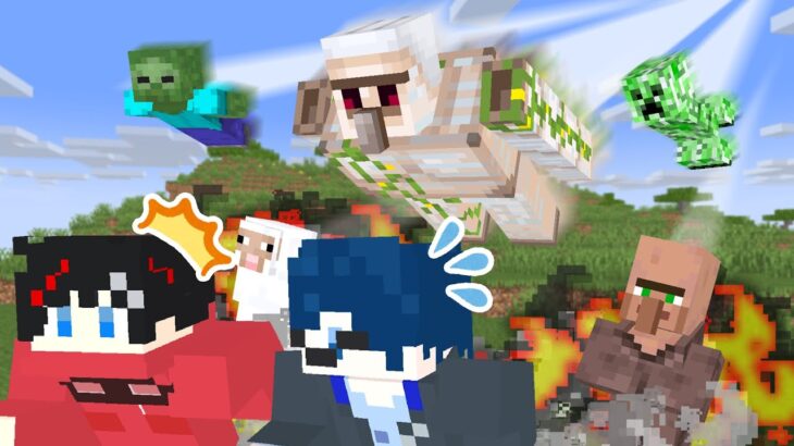 【マインクラフト😜】動物が飛んでくるマイクラが鬼畜すぎたｗｗｗ