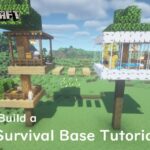 Minecraft 建築：樹屋生存基地！│How to build a survival base tutorial【秘密himitsu】마인크래프트 건축│マイクラ建築│【生存小屋】#65