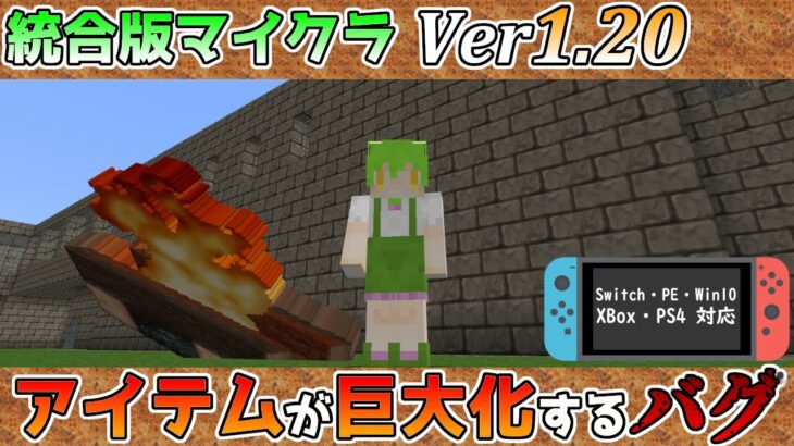 【統合版マイクラ】Ver1.20.1 高解像度のテクスチャパックを使うとアイテムが巨大化するバグ!? 統合版マインクラフト・バグ報告会【Switch/Win10/PE/PS4/Xbox】