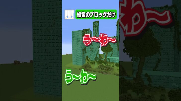 【マイクラ】一色だけで建築できるの？～初心者vsプロ～【マインクラフト】