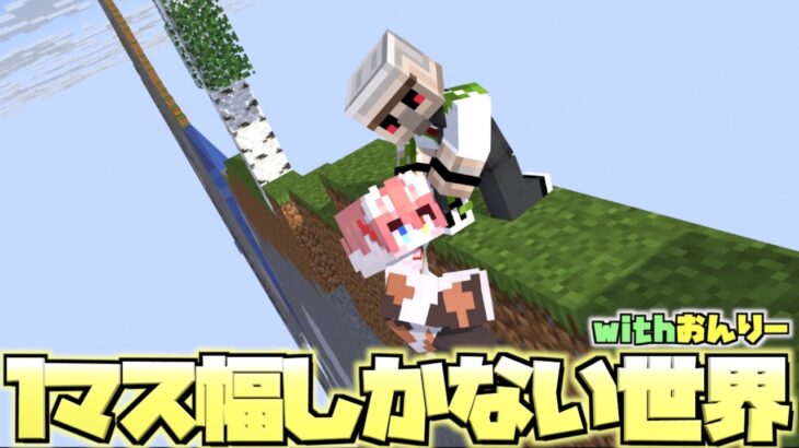 【マイクラ】おんりーと1マス幅しかない世界でエンドラ討伐を目指したら楽しすぎたww【おんりー】