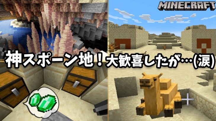 【マイクラの洗礼(涙)】ピラミッドに村３つ、鍾乳洞！初期スポーン地が神だと大興奮していたら…【令和の初心者マイクラ #9】