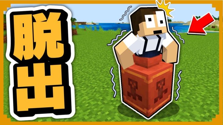 体がツボの中に入っちゃった！？急いでツボから脱出しろ！【まいくら・Minecraft】