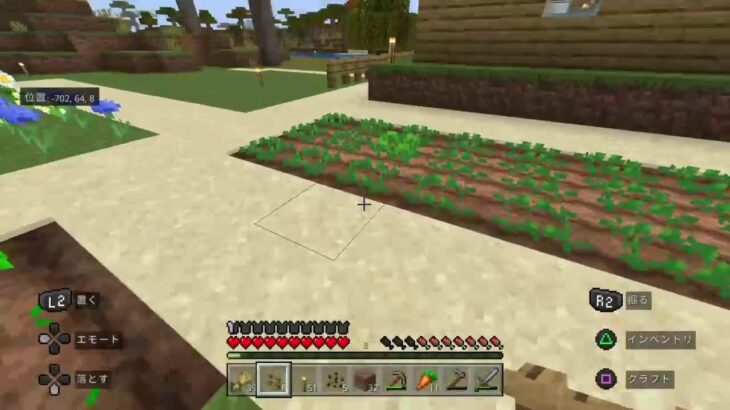 【Minecraft】 #2 村の拡張の巻（マインクラフト ／ 途中：家・柵 ／ 完成：畑・花畑）【PS4】※ノーカット版