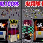 【Minecraft】ガチャで出た鬼殺隊100体vsガチャで出た上弦の鬼100体！！【鬼滅の刃】