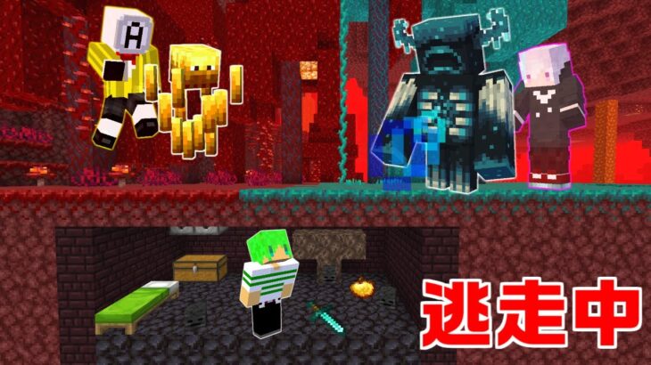 【マインクラフト】倒したモブに変身できる世界で『逃走中』をしたらエンドラ倒せんじゃね…？【いんく】