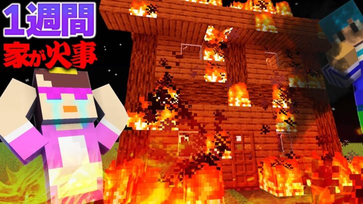 家が火事になるドッキリを7日間仕掛けてみたww【まいくら / マインクラフト】