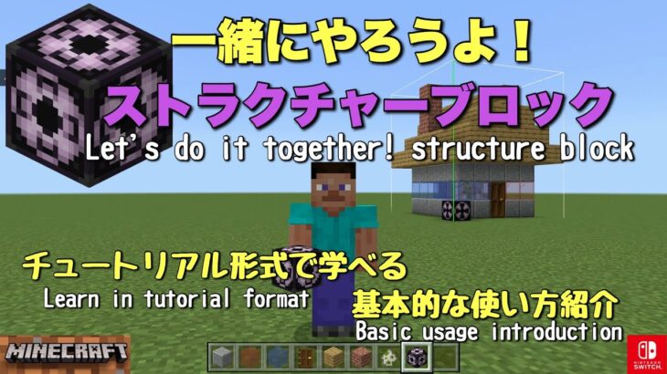 【マイクラ】ストラクチャーブロックの基本的な使い方紹介 チュートリアル形式 Minecraft